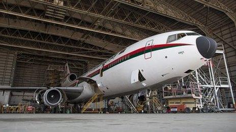 DC-10 in hangar at Dhaka airport