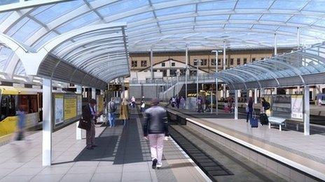 CGI of Metrolink stop at Manchester Victoria Station