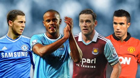 Eden Hazard, Vincent Kompany, Kevin Nolan, Robin van Persie