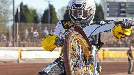 Speedway rider at Coventry Stadium