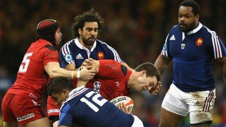 George North in action for Wales against France in 2014