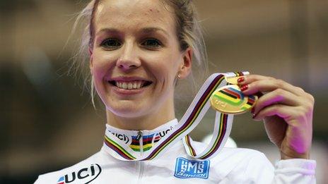 Becky James with world championship gold