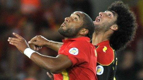 Ashley Williams and Belgium's Marouane Fellaini