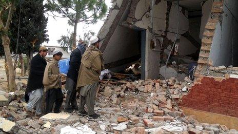 School damaged by bomb in Tora Warai Pakistan