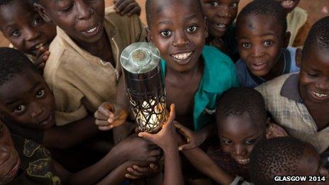 Children with the Queen's baton at the Batik Centre Mtandire, near Lilongwe, Malawi.