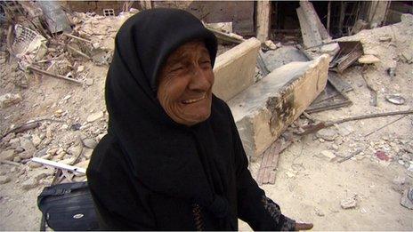 Palestinian refugee Wafiqa in Yarmouk camp