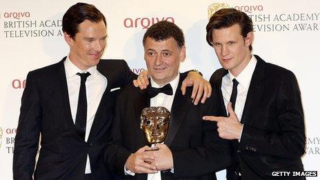 Benedict Cumberbatch, Steven Moffat and Matt Smith