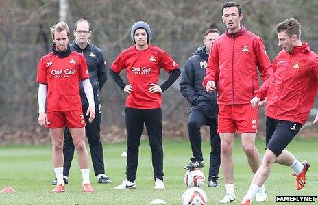 Louis Tomlinson with Doncaster Rovers players