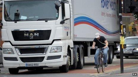 Lorry and cyclist