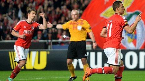 Rodrigo Lima of Benfica scores v PAOK