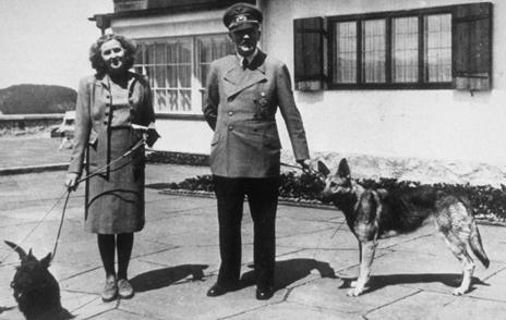 Hitler and Eva Braun and their dogs