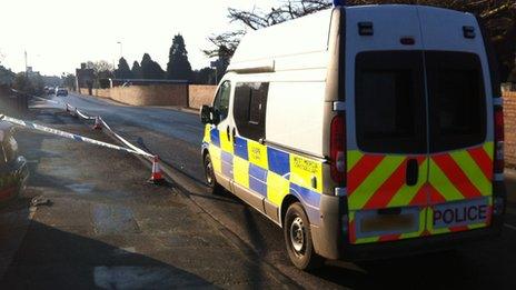 Police cordon in Hunderton area of Hereford