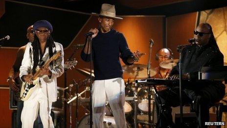 Pharrell Williams, Nile Rogers and Stevie Wonder