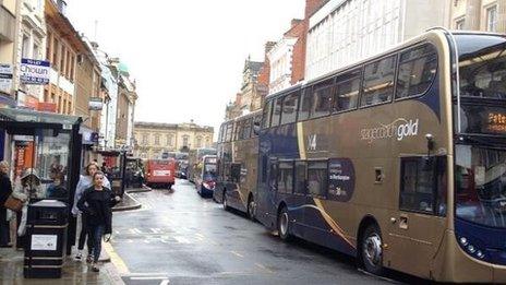 Bus queues in Northampton