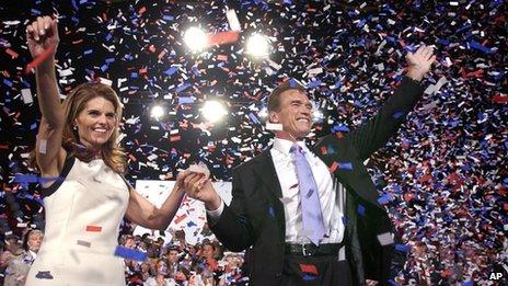 Arnold Schwarzenegger and Maria Shriver as he became Californian governor on 2003