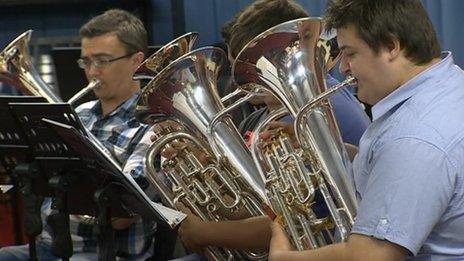 Tredegar Town Band in rehearsal