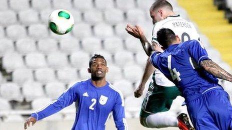 Martin Paterson heads towards the Cyprus goal