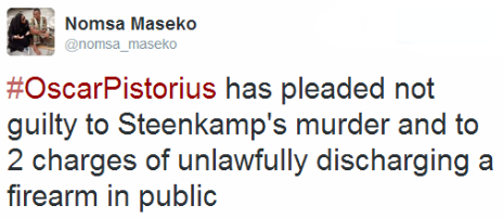 Tweet by the BBC's Nomsa Maseko