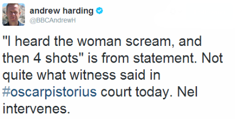 Tweet by the BBC's Andrew Harding