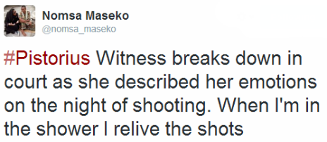 Tweet by the BBC's Nomsa Maseko