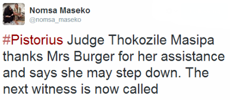 Tweet by the BBC's Nomsa Maseko