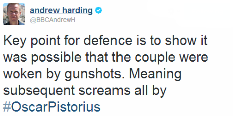 Tweet by the BBC's Andrew Harding