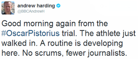 Tweet by the BBC's Andrew Harding