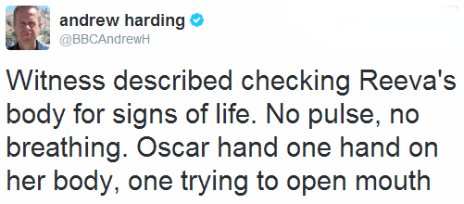 Tweet by the BBC's Andrew Harding