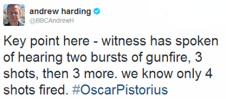 Tweet by the BBC's Andrew Harding