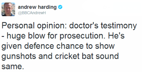 Tweet by the BBC's Andrew Harding