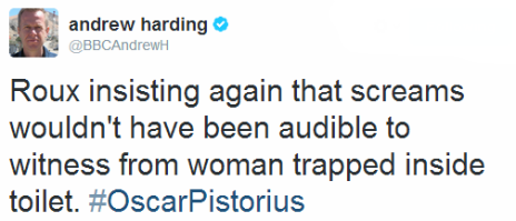 Tweet by the BBC's Andrew Harding