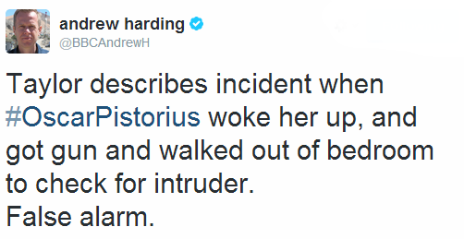 Tweet by the BBC's Andrew Harding