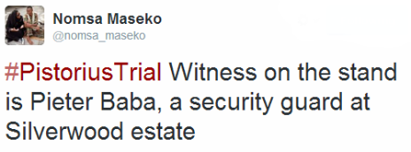 Tweet by the BBC's Nomsa Maseko