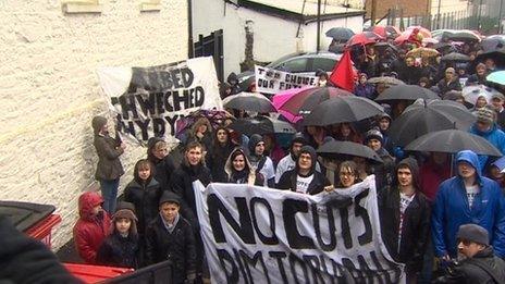 Protest against proposed Merthyr council service cuts