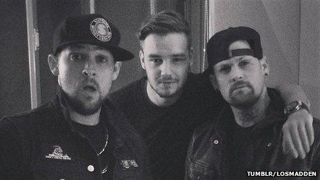 Liam Payne with Benji and Joel Madden