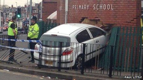 Car crashed into a wall