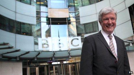 Tony Hall in front of BBC