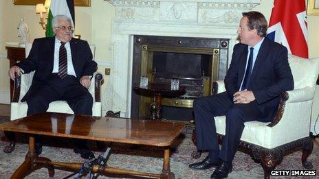 David Cameron and Palestinian leader Mahmoud Abbas