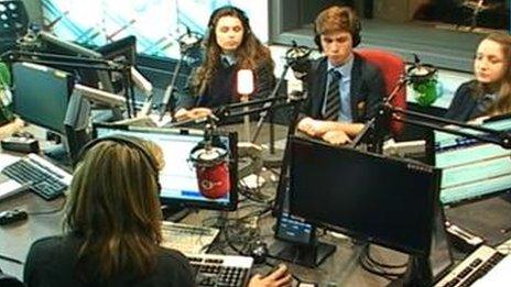 Tarporley High School students in Victoria Derbyshire's studio