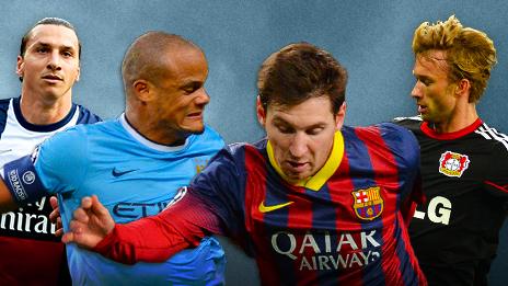 Zlatan Ibrahimovic, Vincent Kompany, Lionel Messi, Simon Rolfes