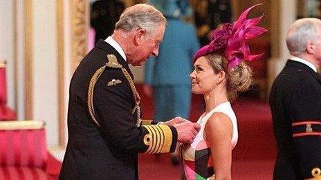 Katherine Jenkins collects her OBE from Prince Charles