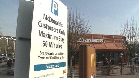 parking notice at McDonald's