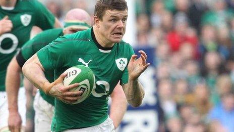 Brian O'Driscoll in full flight for Ireland