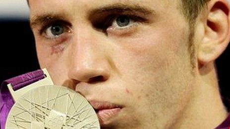 Fred Evans with his silver medal