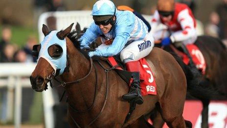 Goulanes, ridden by Richard Johnson, wins the Midlands Grand National