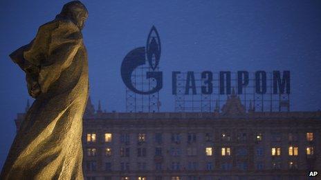 Gazprom sign on top of a building