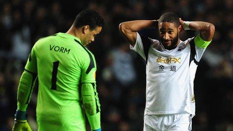 Swansea players Michel Vorm and Ashley Williams