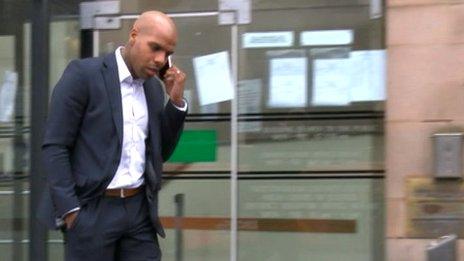 Marlon King leaving court on Tuesday