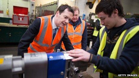 George Osborne on a visit to a factory in Edinburgh