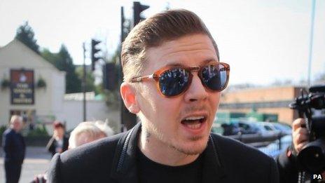 Professor Green arrives at court